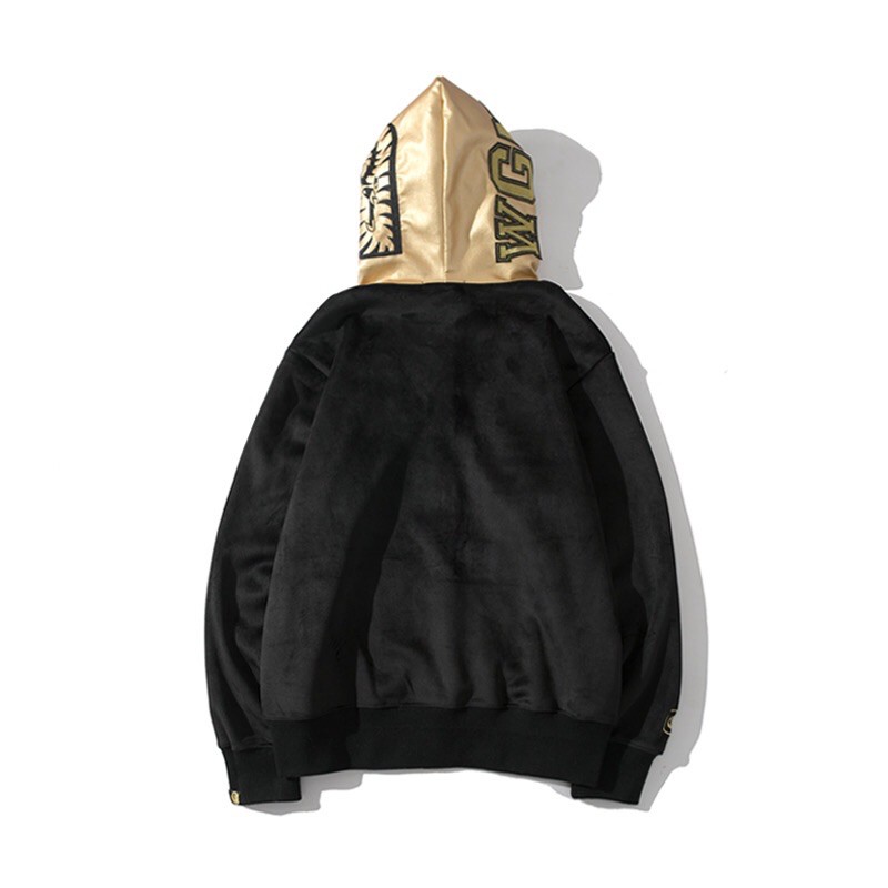 Áo Jacket Bape nhung phối mũ da hàng cao cấp Ss2022