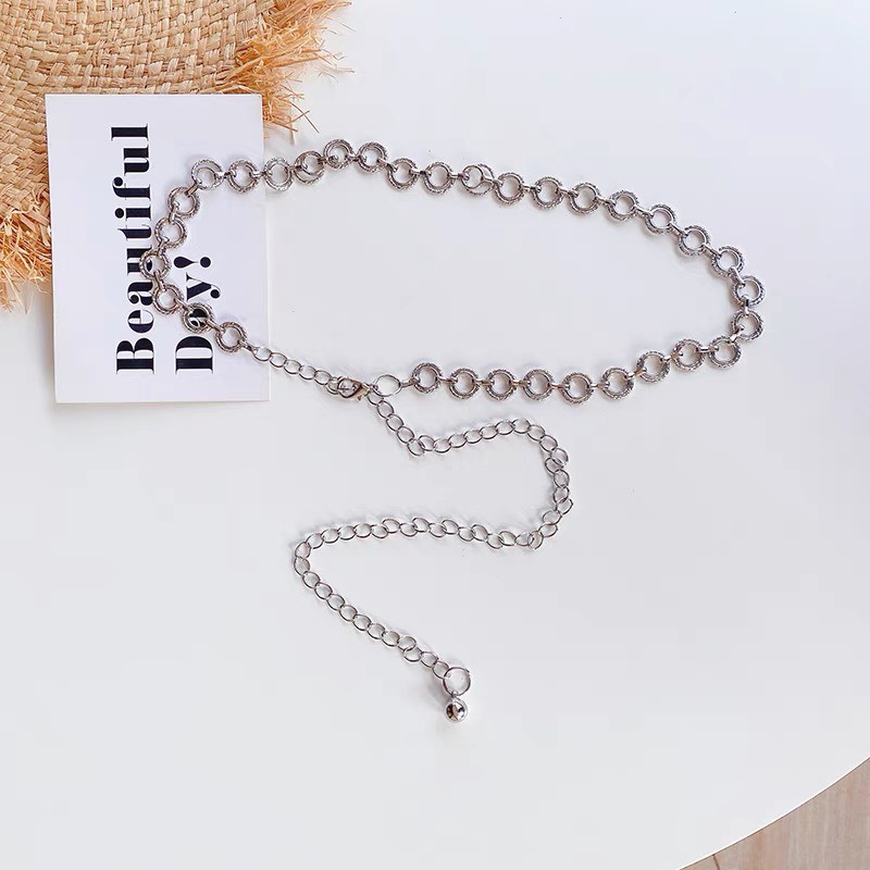 Đai váy xích chuỗi tròn vàng bạc ĐV031 - Belt váy đầm xích thả hoạ tiết tròn Sim Sim Shop