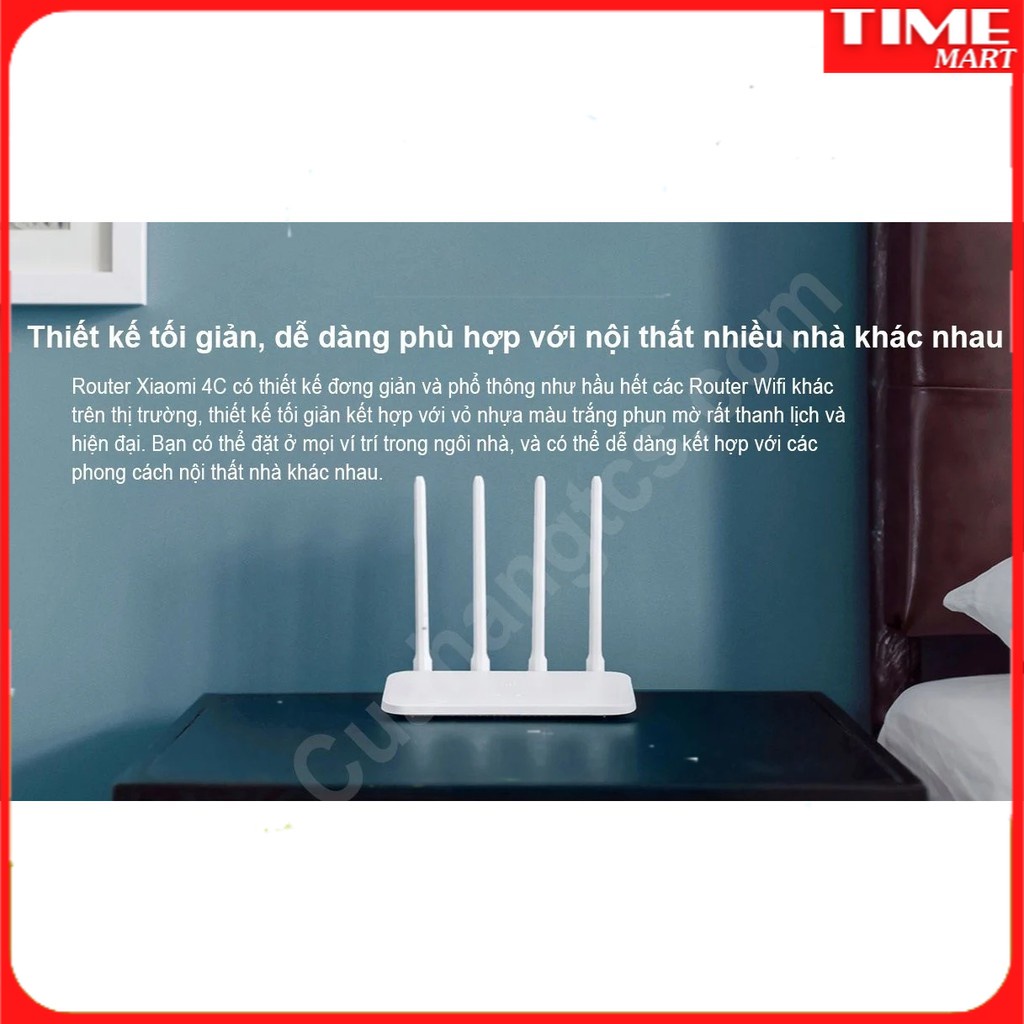 Bộ phát wifi router 4c Xiaomi Modem WiFi Xiaomi 4C 4 Râu Router R4CM [TIME_MART siêu thị tiện ích gia đình]