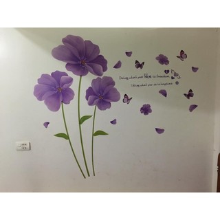 decal dán tường hoa tím