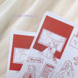 Bullet Journal Sticker - Lady 1 - màu coral