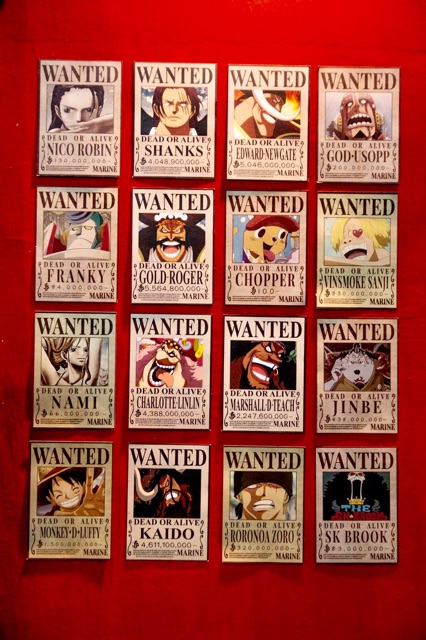 Sét 16 ảnh truy nã wanted ONE piece đề can bóc dán khổ a5 khác nhau