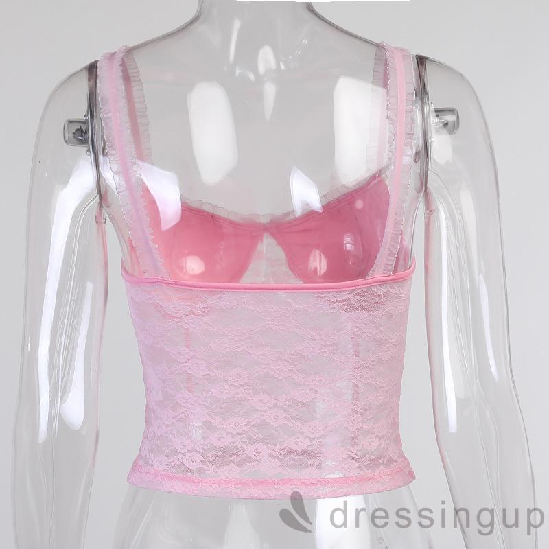 Áo Lửng Hai Dây Phối Ren Và Nơ Dành Cho Nữ