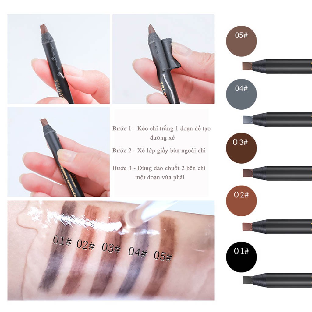 Chì xé cứng chì xé phẩy sợi YaLaiYi Make Up Milano Eyebrow Pencil chì xịn chống nước hàng nội địa Trung | BigBuy360 - bigbuy360.vn