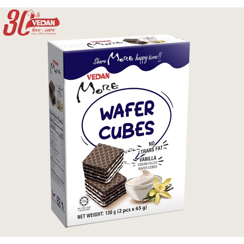 Bánh xốp Wafer Cubes hương Vani Vedan More 130g-Chính hãng-Giá tốt