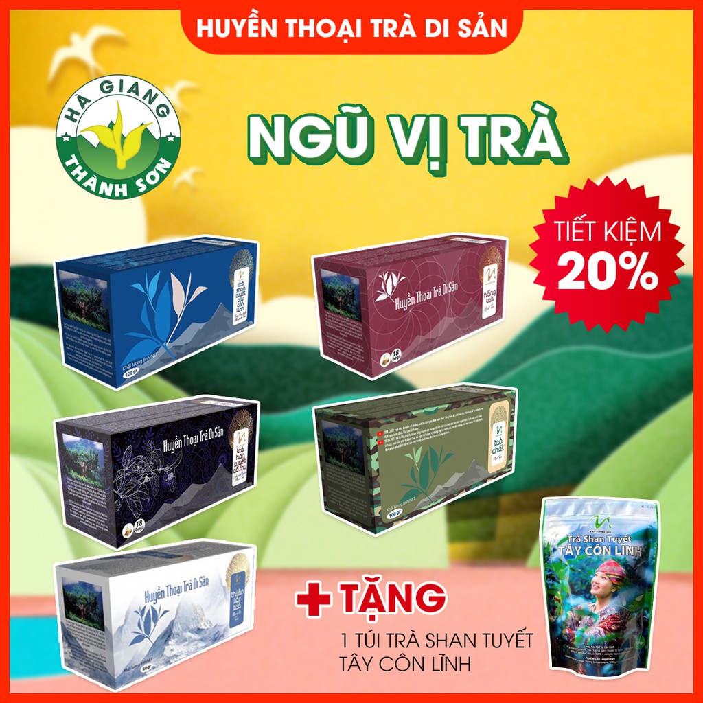 <GIẢM 20%> NGŨ VỊ TRÀ SHAN TUYẾT CỔ THỤ - Tặng kèm 01 túi trà shan tuyết tây côn lĩnh