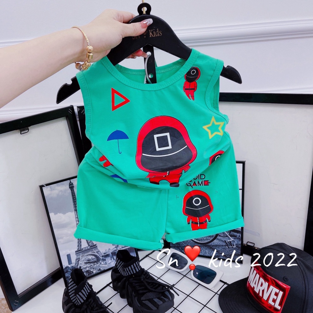 Bộ ba lỗ bé trai, Bộ đồ trò chơi con mực bé trai (10-30kg)