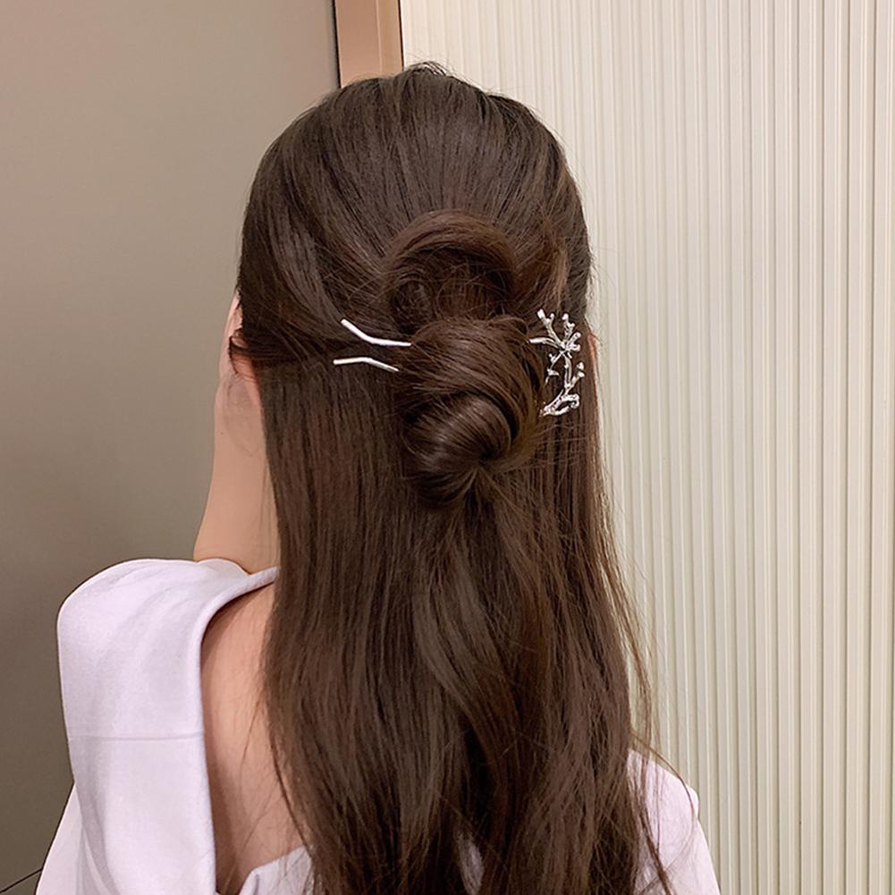 Trâm Cài Tóc Chữ U Đính Đá Hình Nơ Bằng Kim Loại Thời Trang Dành Cho Nữ S9B4