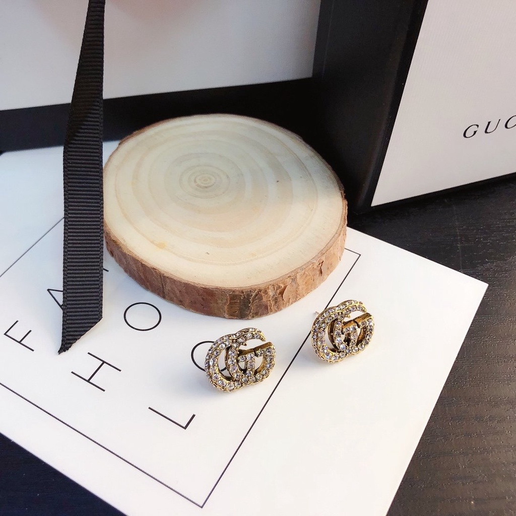 Khuyên Tai Dạng Vòng Bằng Thép Titan In Logo Gucci Thời Trang Dành Cho Nữ