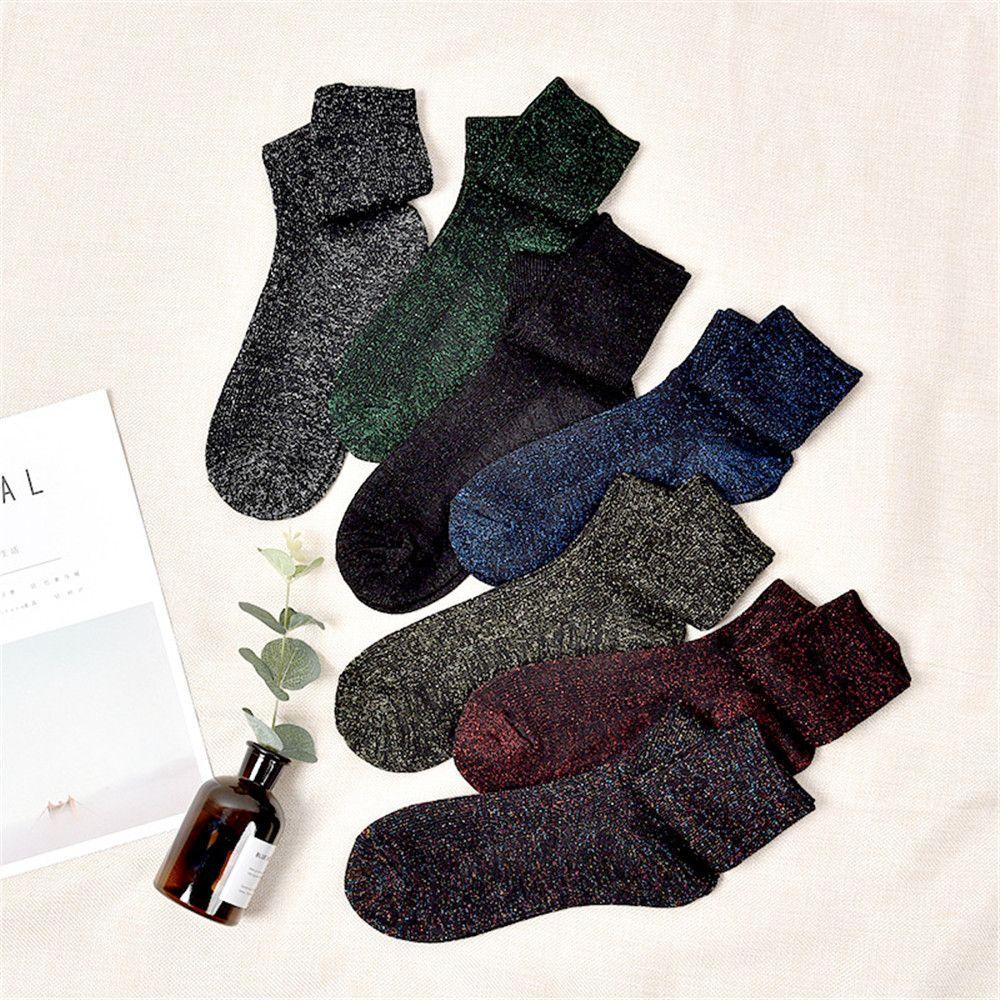 UPSTOPVN Tất Dệt Kim Cổ Cao Màu Sáng Bóng Phong Cách Retro Cho Nữ