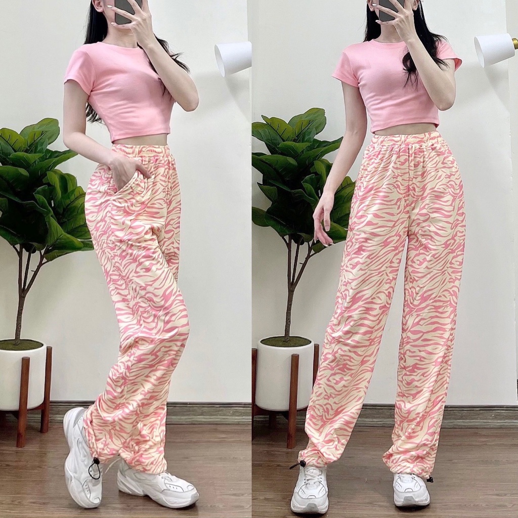 Quần Jogger 3D Ulzzang Unisex Jogger Loang Màu Dây Rút Lai Ống Rộng Báo Đen V2 - MM