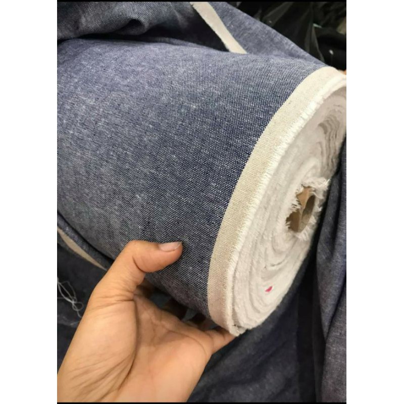 Vải Linen xanh jean nhạt