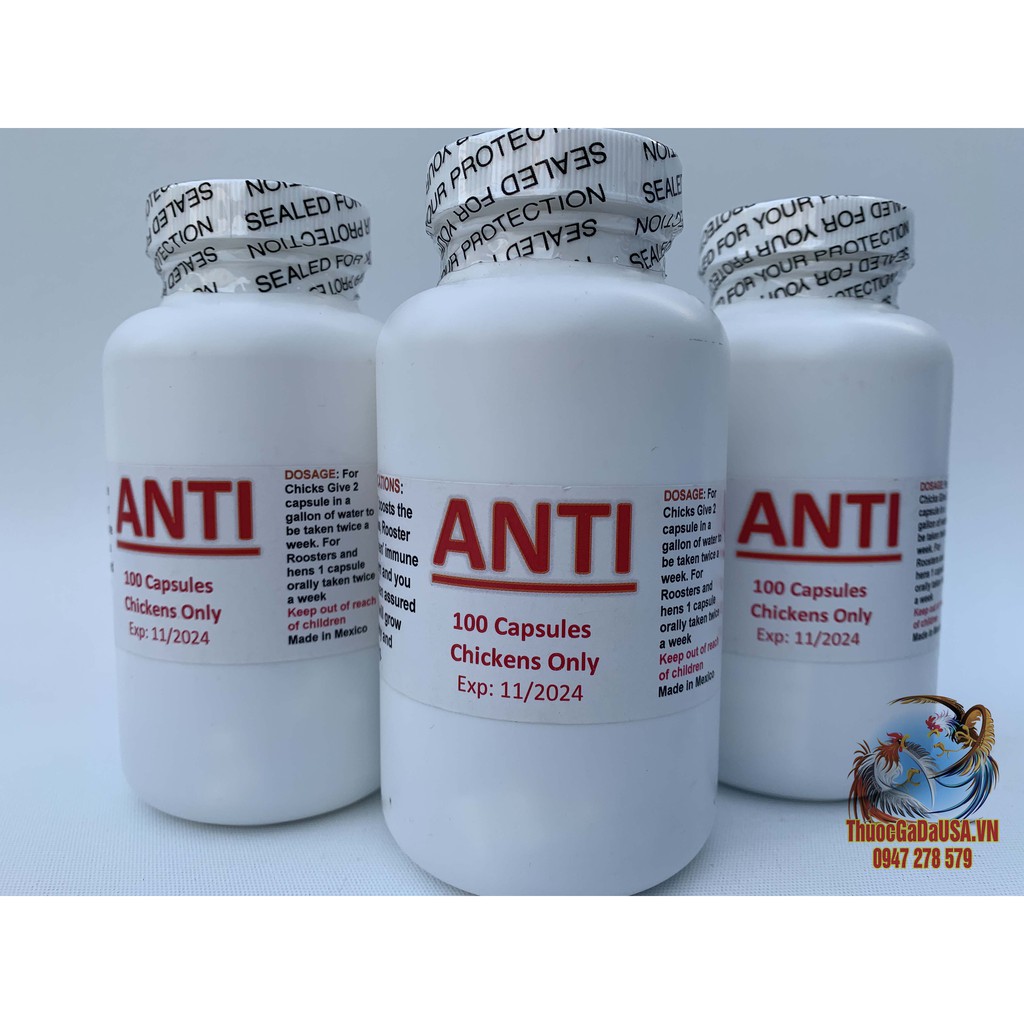 Thuốc Nuôi Gà Đá ANTI ( 1 hộp 100 viên ) Tăng Cường Hệ Miễn Dịch, Cung Cấp Đầy Đủ Vitamin Thiết Yếu