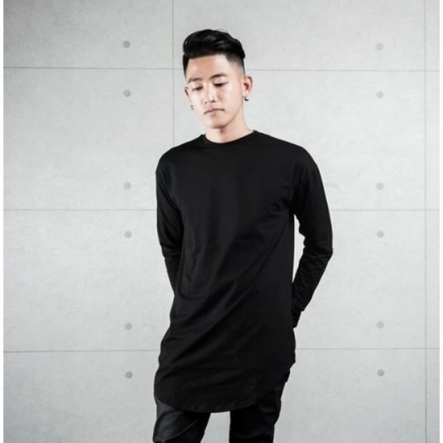 Áo thun nam tay dài Longtee xỏ ngón Đen/Trắng | BigBuy360 - bigbuy360.vn