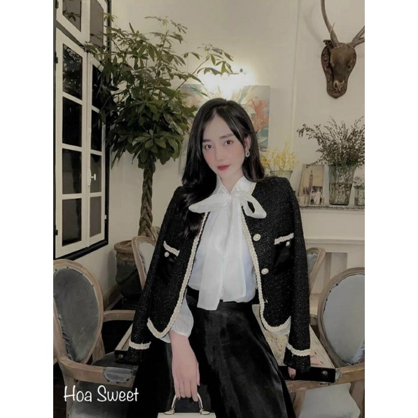 aoa dạ tweed nhũ