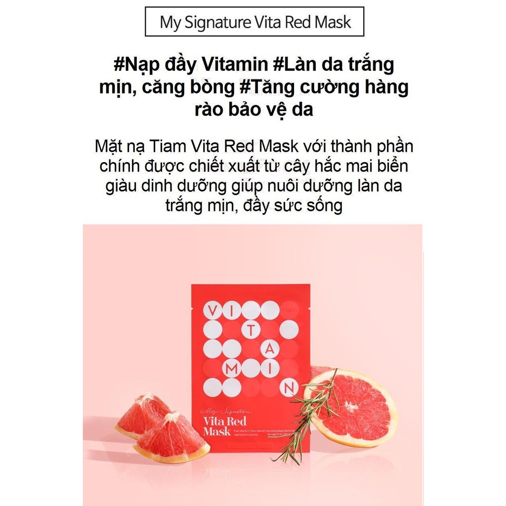 MẶT NẠ Dưỡng Trắng Da Vitamin C TIAM My Signature Vita Red Mask 23ml