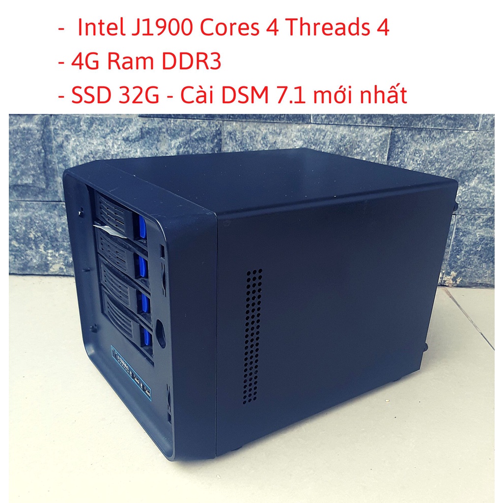 < Nas J1900 XPEnology > CPU 4 lõi 2.0Ghz DS918+ Ram 4G SSD 32G, Đầu ghi hình camera(4 Khay HDD)