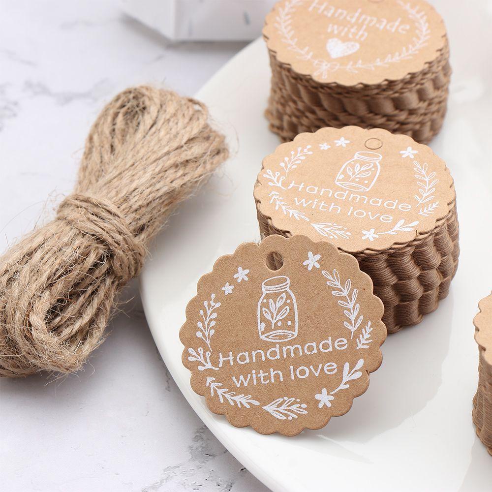 HECCEH Set 50 Thẻ Giấy Kèm Dây Treo In Chữ Thank You
