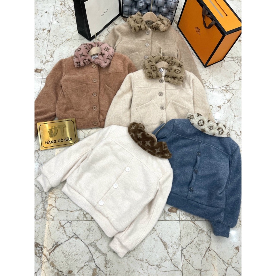 Áo dạ nữ, áo dạ cổ lông mặc ấm màu cơ bản dễ mặc hàng quảng châu cao cấp Oanh Shop | BigBuy360 - bigbuy360.vn