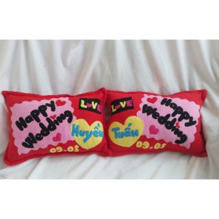 Cặp gối cưới handmade happy wedding