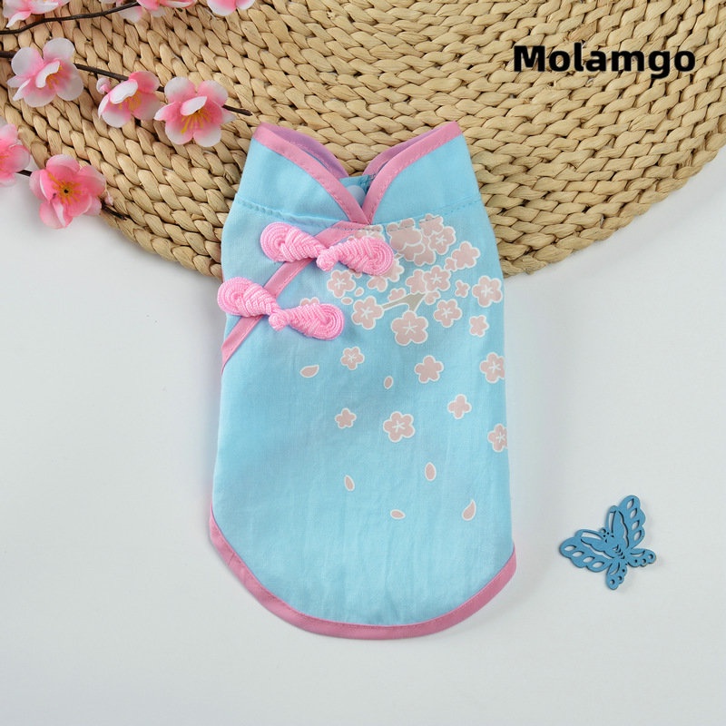 Đầm Sườn Xám In Hoa Thời Trang Mùa Hè Cho Cún Cưng