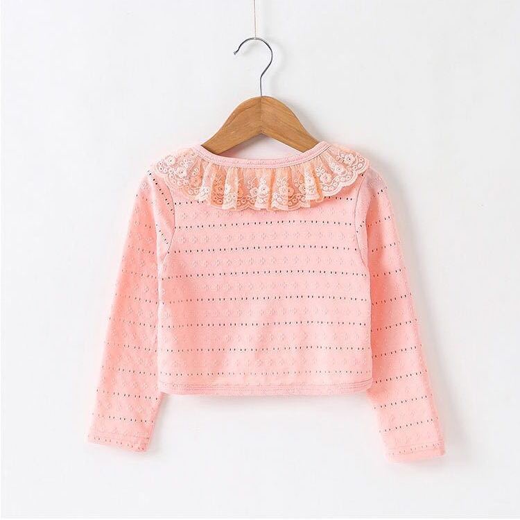 Áo Khoác Cardigan Công Chúa Vải Cotton Phối Ren Dành Cho Bé Gái