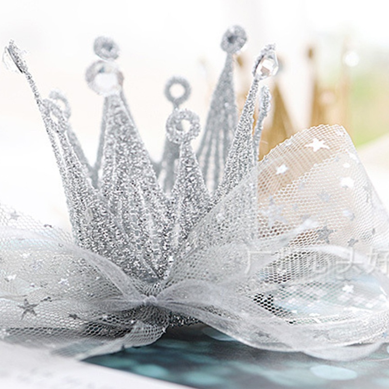 Kẹp Tóc Hình Vương Miện Mini Phối Ren Thời Trang