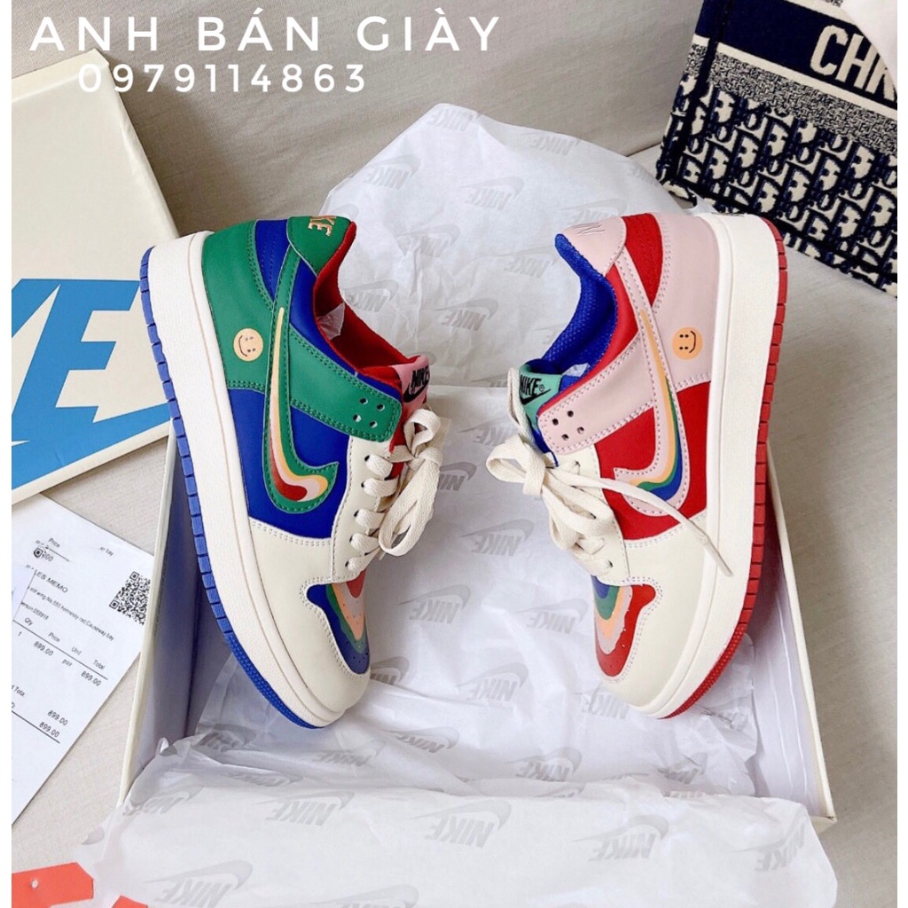 Giày thể thao Ni.ke couple bảy màu, giày sneaker cầu vồng siêu hót hít đủ size nữ