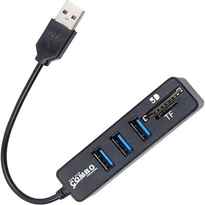 Hub USB 3 Cổng Kèm 2 Khe Đọc Thẻ Nhớ Micro SD và SD