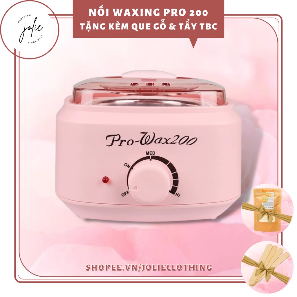 Nồi nấu sáp wax lông cao cấp pro 200 tặng kèm sáp wax lông nóng và que gỗ wax