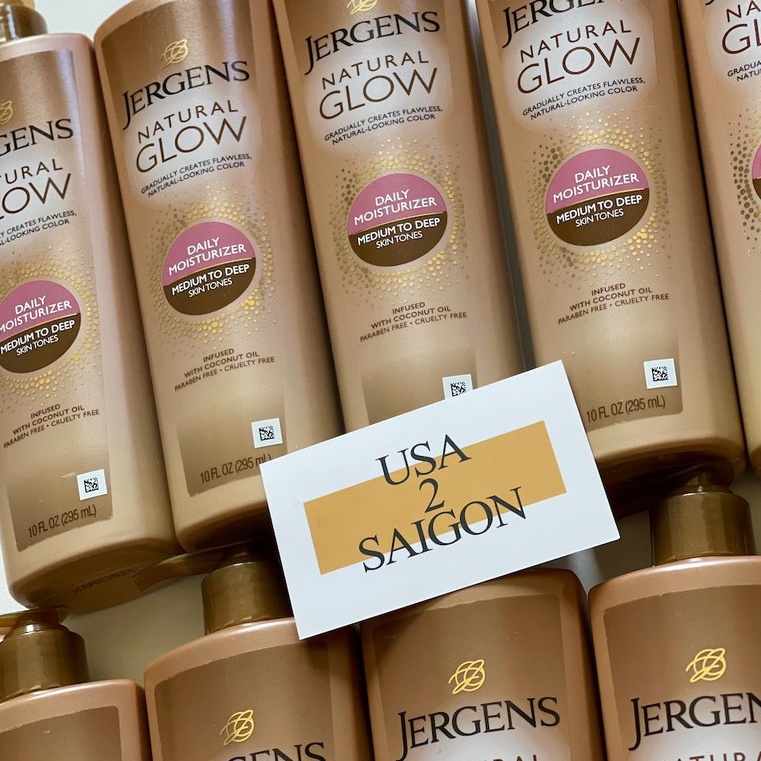 Kem dưỡng nâu nâng tông toàn thân Jergens Body Moisturizer Gradual Tanning Natural Glow Medium To Tan