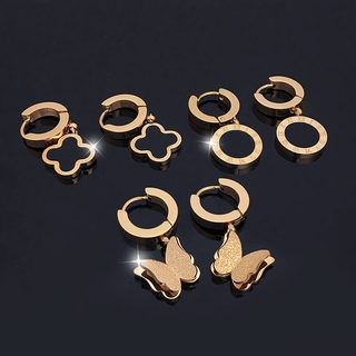 Đôi Bông Tai Mạ Vàng 18k Hình Cỏ Ba Lá Phong Cách Hàn Quốc Thời Trang