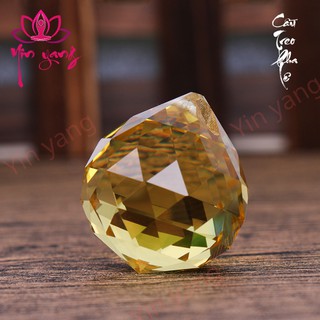 Quả Cầu Treo Pha Lê Phong Thủy Đa Giác  Màu Vàng
