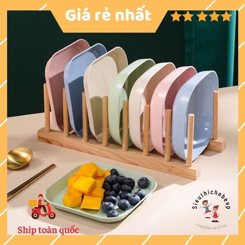 Set 8 Đĩa nhựa lúa mạch an toàn decor siêu bền