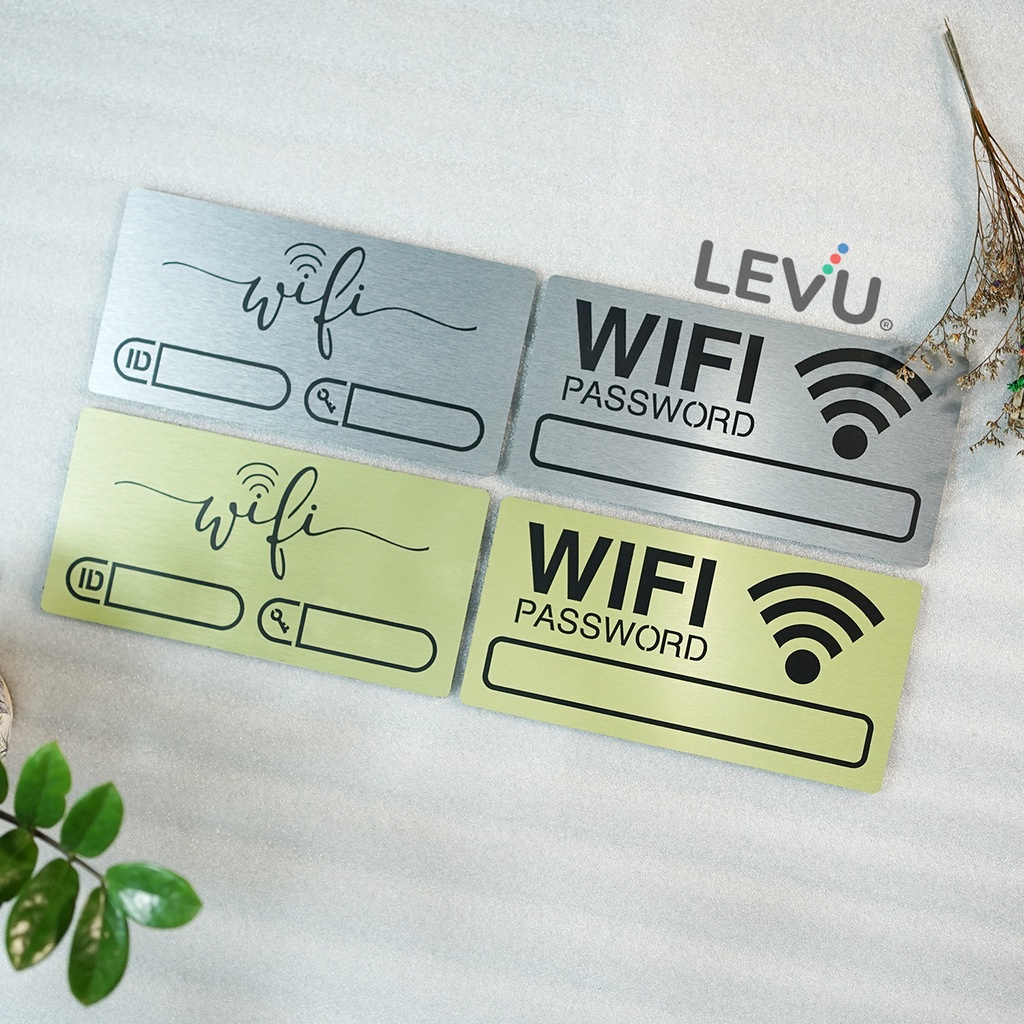 Bảng Wifi decor ghi thông tin wifi bằng nhôm alu cao cấp dán tường trang trí Sbtech 12x24cm