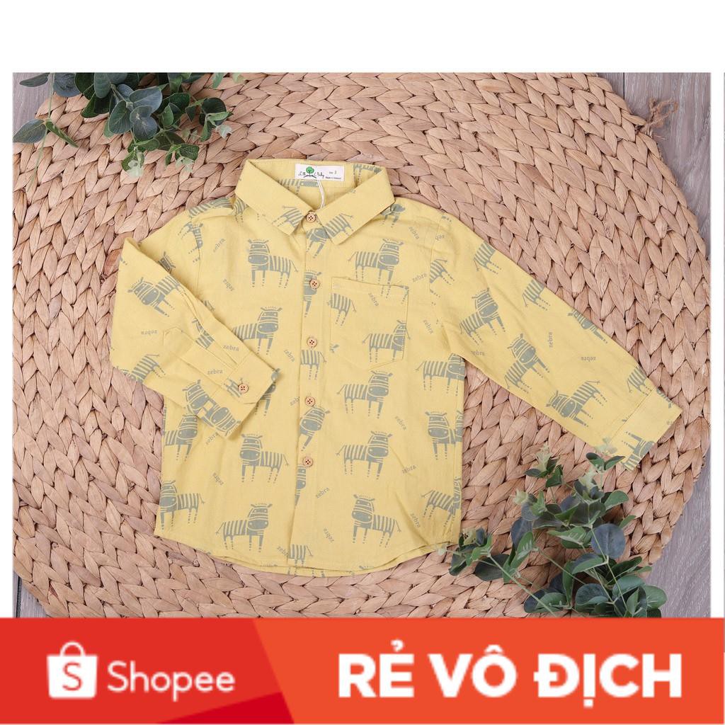 Sơ mi thô đũi dài tay  in hình họa tiết bé trai size 1-5T, cho bạn từ 10-20kg. Chất thô đũi đẹp, không nhăn