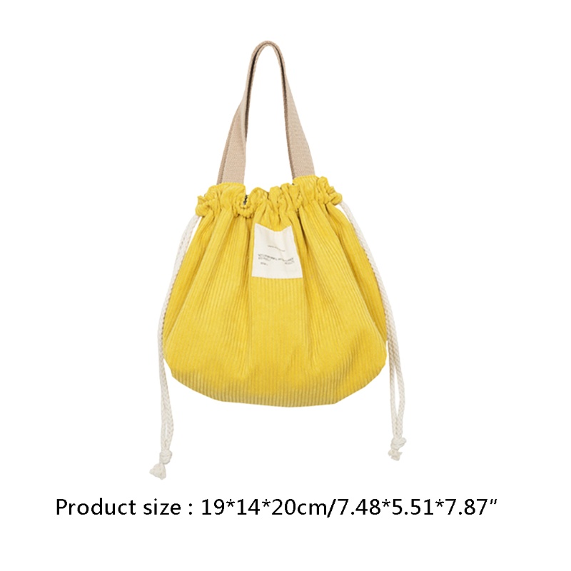 Túi Đựng Hộp Cơm Trưa Bằng Vải Nhung Kẻ Màu Trơn Có Dây Rút Tiện Dụng Mang Theo Du Lịch Dã Ngoại