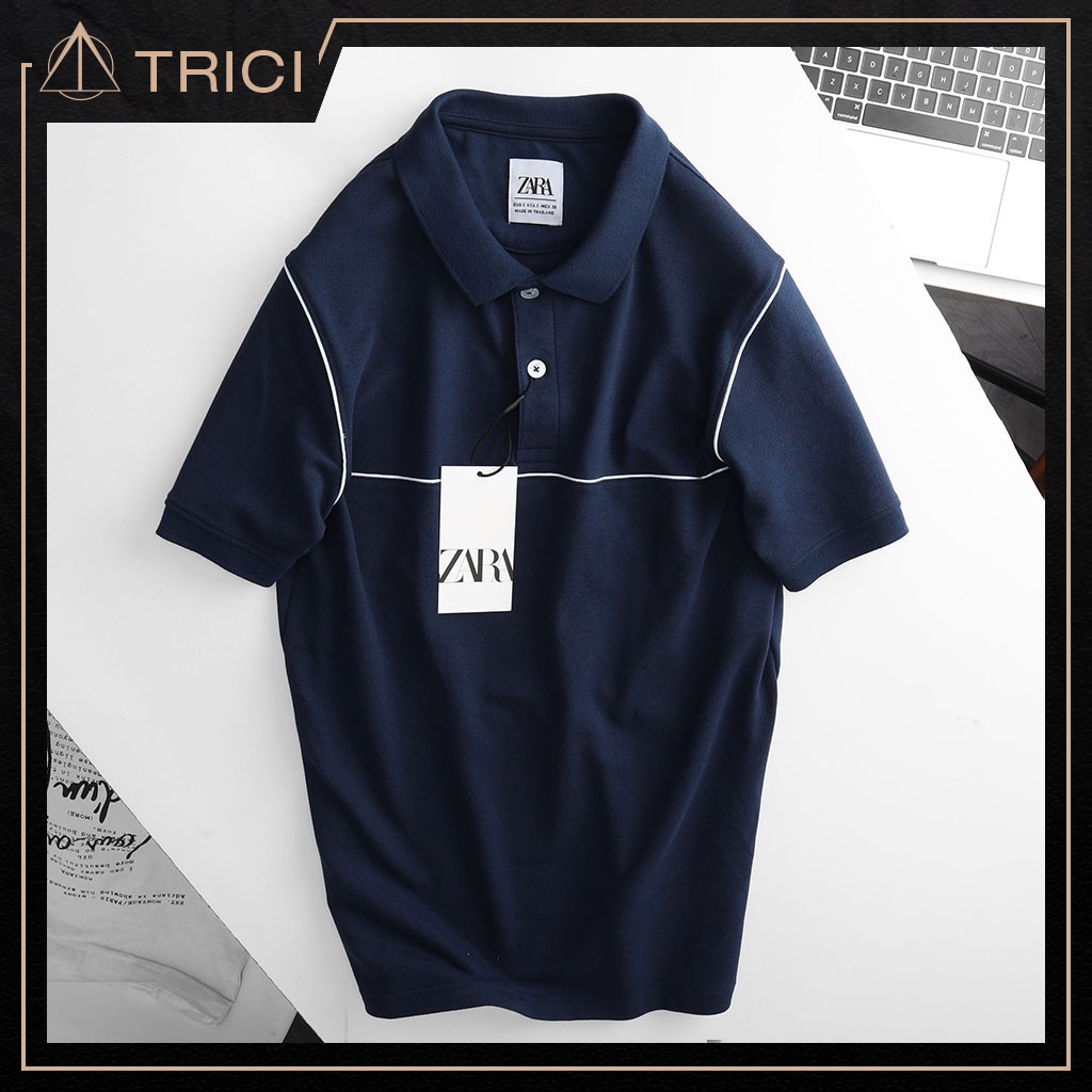 Áo polo zara viền ngang cotton 100% hàng vnxk xuất dư cambodia chuẩn auth