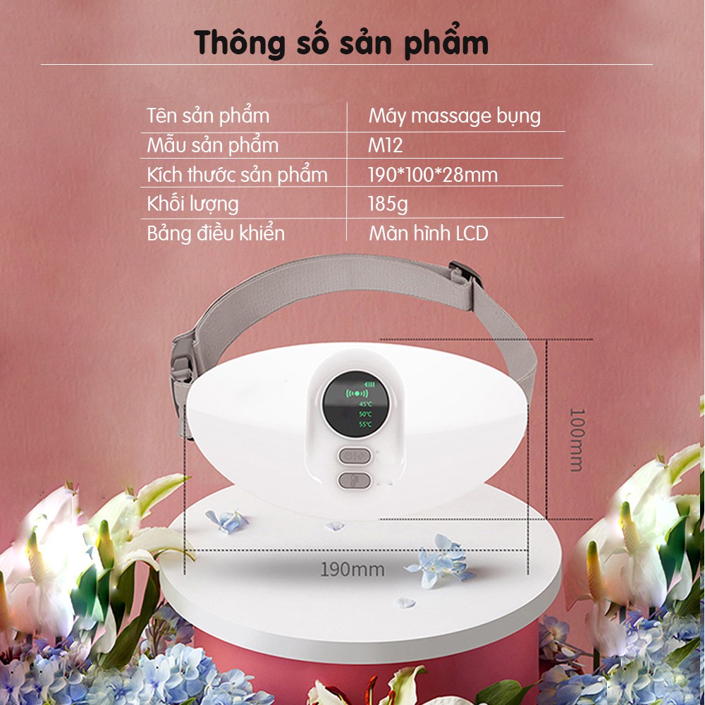 Máy massage bụng, đai matxa giảm đau bụng kinh MIAN MART- Sưởi ấm bụng kỳ kinh nguyệt, an toàn cho da