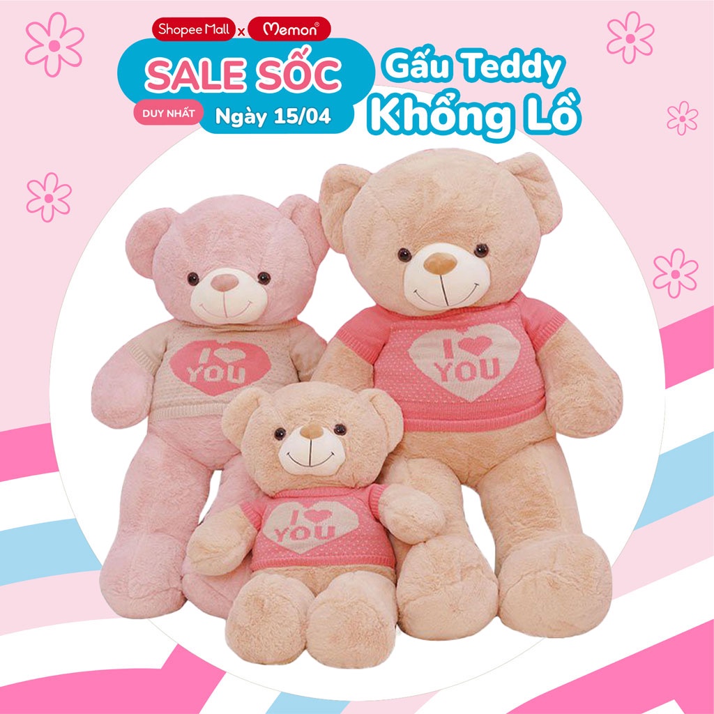 Gấu Bông Teddy Áo Love Lông Trơn Cao Cấp Memon