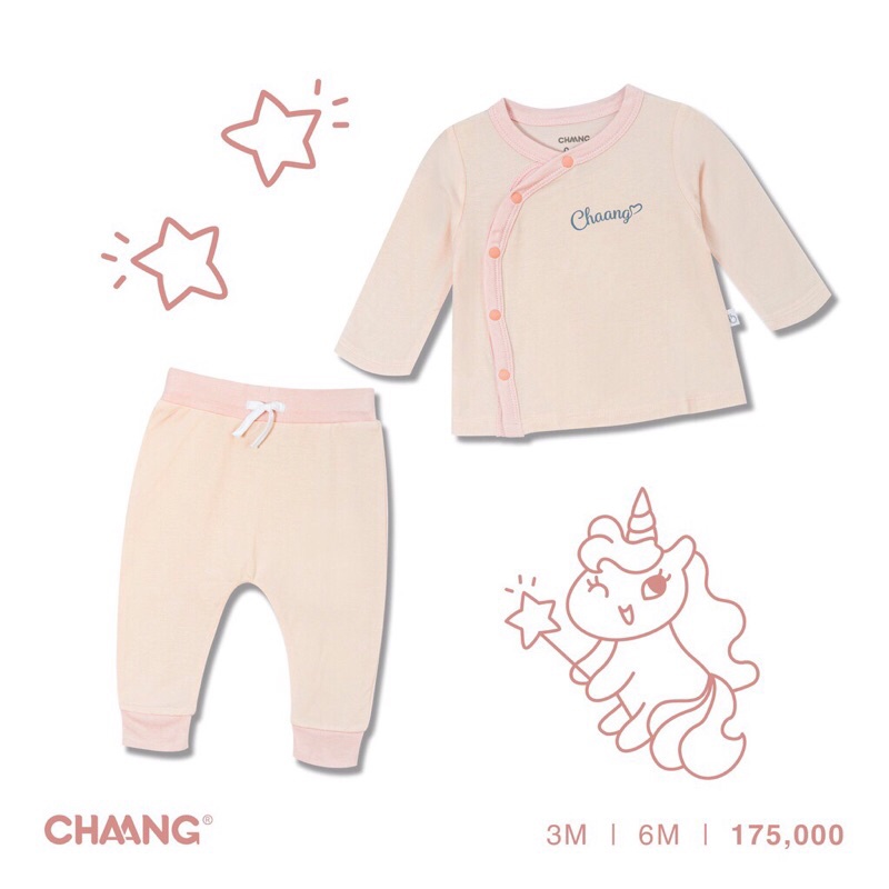 CHAANG Bộ dài tay sơ sinh cài chéo PONY &amp; DINO