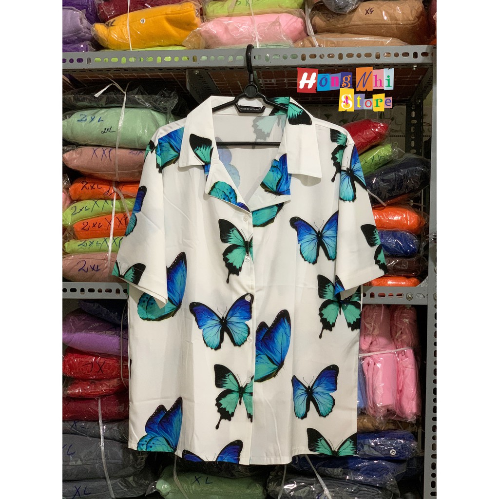 Áo sơ mi hoạ tiết tay lỡ dáng rộng, sơ mi đi biển, sơ mi bướm to tay lửng unisex - mm | BigBuy360 - bigbuy360.vn