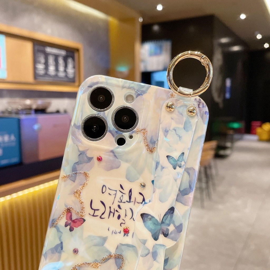 Ốp Điện Thoại Họa Tiết Hoa Có Dây Đeo Cho iPhone 7 8 Plus X Xr Xsmax11 12 13 14 Pro Max