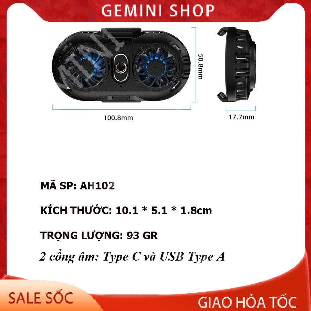 Quạt tản nhiệt điện thoại 2 quạt sò nóng lạnh memo AH102 Gaming giá rẻ GEMINI SHOP