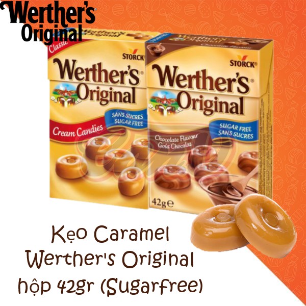 (2 vị) Kẹo Caramel Werther's Original hộp 42gr (Sugarfree)