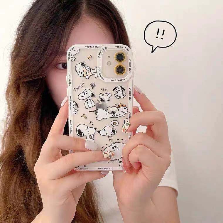 Ốp Điện Thoại Silicon Mềm Vẽ Hình Snoopy Cho IPhone 13 12 12 Mini 11 Pro Max XS Max XR 6 6s 7 8 Plus