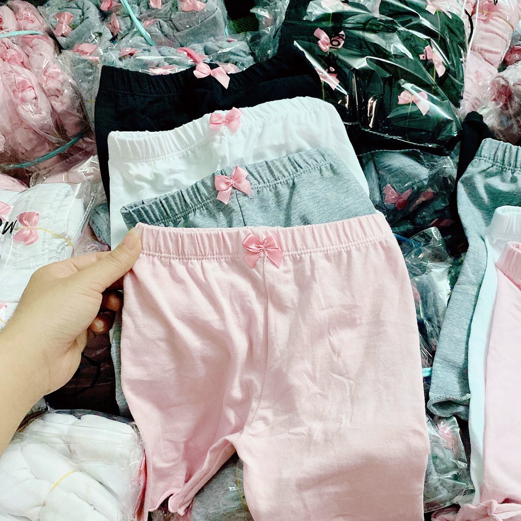 Quần legging đính nơ cho bé gái 4-16kg