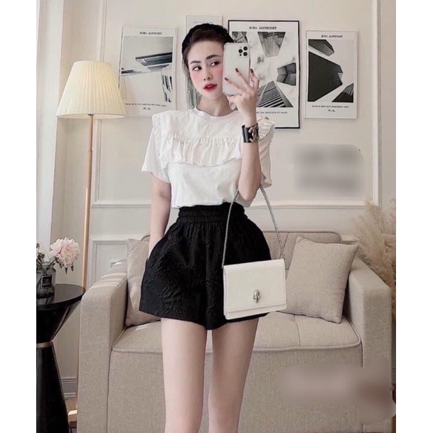 Quần Shorts Vải Xốp Phồng In Hoa 3D xinh xắn