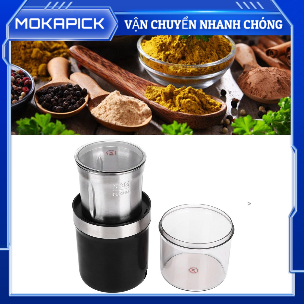 Mokapick Máy xay cà phê 120g mịn trong suốt điện 60Hz hạt bằng thép không gỉ EU Cắm 220‑240V