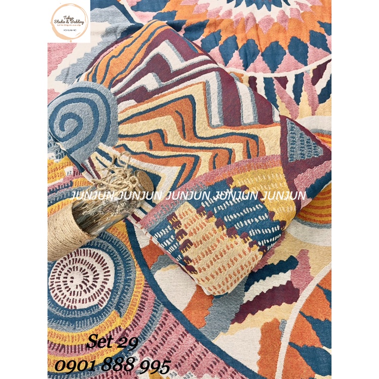 N1_SET Chăn Ga Gối vải Xô Organic cotton dòng cao cấp